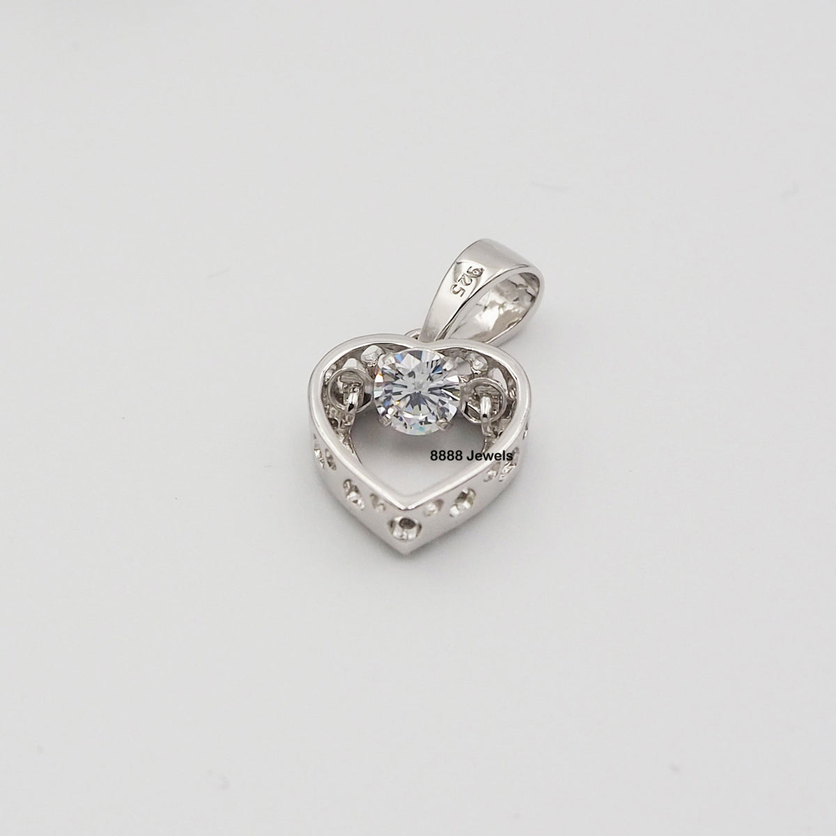925 Sterling Silver CZ Heart Pendant