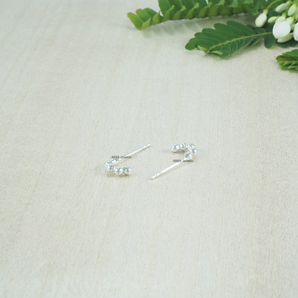 Dot Half-Circle Sterling Silver Earrings  01022