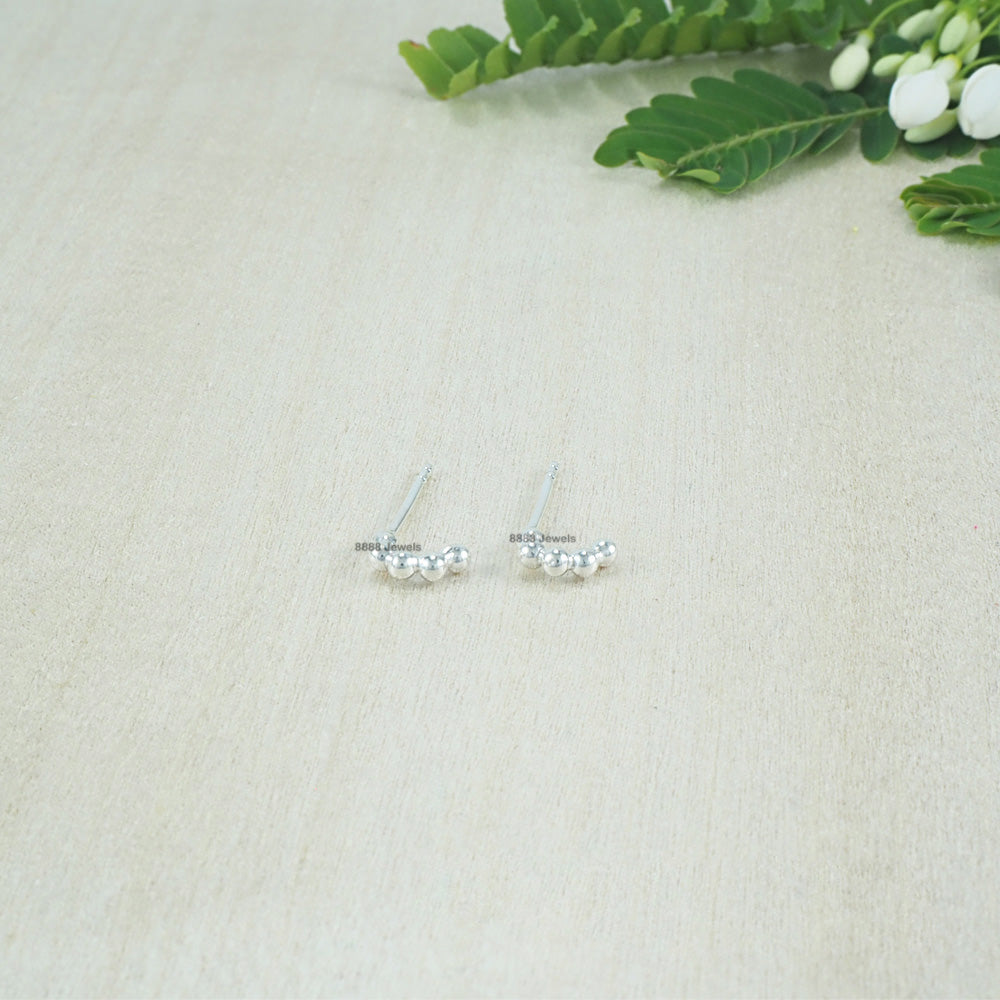 Dot Half-Circle Sterling Silver Earrings  01022