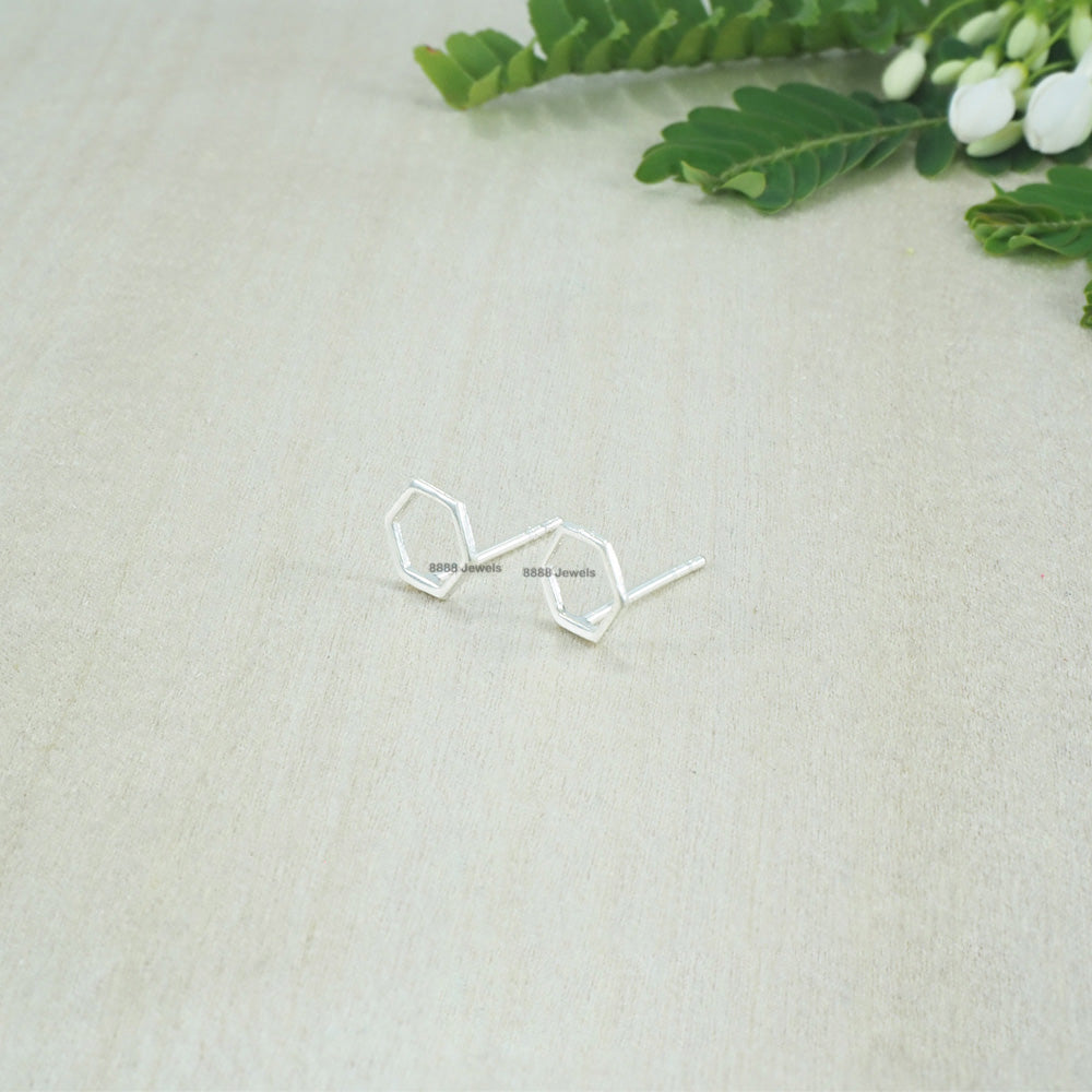 Open Octagon Sterling Silver Earrings 01030