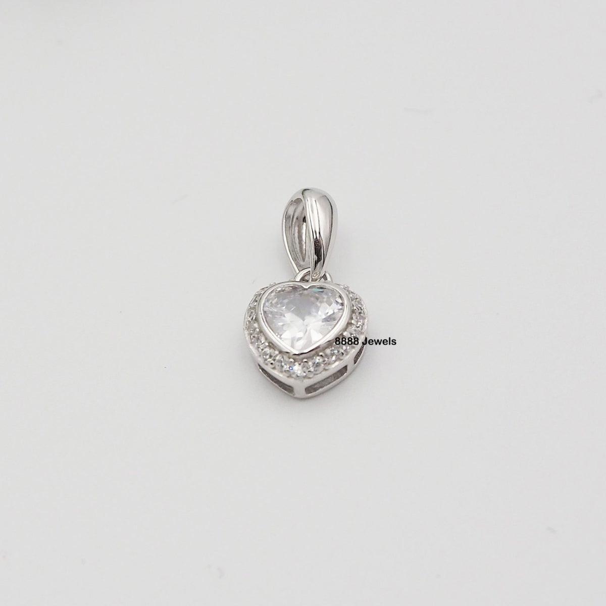 925 Sterling Silver CZ Heart Pendant